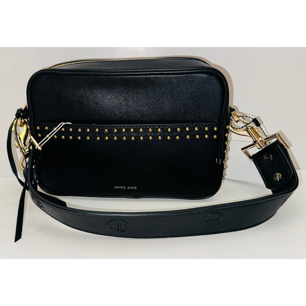 Anine Bing Alice Leather Monogram Shoulder Bag
